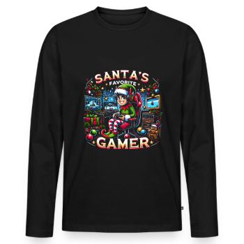 Xmas Elf Gaming Christmas Gamer - Männer Premium Bio Langarmshirt - Schwarz - Vorne - Nico (187cm)