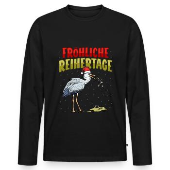 Cigogne de Noël vomir Happy Heron Days - T-shirt manches longues Premium bio Homme - noir - Devant - Nico (187cm)