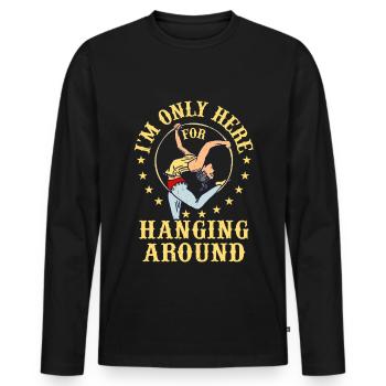 Cirque, Tissus aériens, Aériste, Acrobatie, Trapèze - T-shirt manches longues Premium bio Homme - noir - Devant - Nico (187cm)
