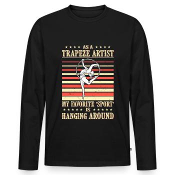 Cirque, Tissus aériens, Aériste, Acrobatie, Trapèze - T-shirt manches longues Premium bio Homme - noir - Devant - Nico (187cm)