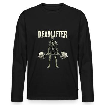 Workout Training Fitness Heben Fitnessstudio - Männer Premium Bio Langarmshirt - Schwarz - Vorne - Nico (187cm)