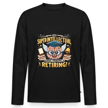 Éducation, Retraité, Éducateur, Enseignant à la retraite - T-shirt manches longues Premium bio Homme - noir - Devant - Nico (187cm)
