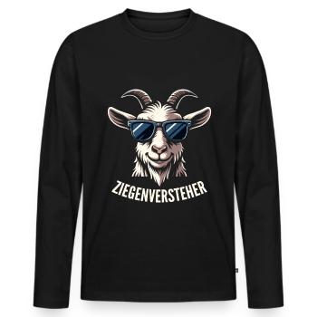 Chèvre avec des lunettes de soleil Compréhension de chèvre pour un - T-shirt manches longues Premium bio Homme - noir - Devant - Nico (187cm)