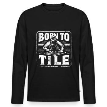Tiler Flooring Job Tiler - Men's Premium Organic Long Sleeve Shirt - black - Front - Nico (187cm)