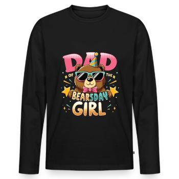 Bear Lover Bday Dad Celebrant Happy - Men's Premium Organic Long Sleeve Shirt - black - Front - Nico (187cm)