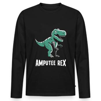 Amputee Rex Tyrannosaurus Prosthetic Leg - Men's Premium Organic Long Sleeve Shirt - black - Front - Nico (187cm)