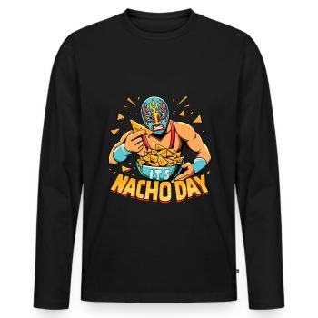 Mexican wrestling wrestler Lucha Libre Nacho - Men's Premium Organic Long Sleeve Shirt - black - Front - Nico (187cm)
