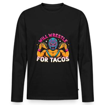 Mexican Wrestling Wrestler Lucha Libre Taco - Men's Premium Organic Long Sleeve Shirt - black - Front - Nico (187cm)