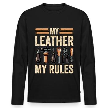 Leatherwork Leatherworker Stamping Crafts - Men's Premium Organic Long Sleeve Shirt - black - Front - Nico (187cm)