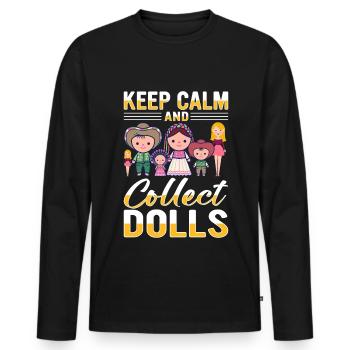 Sammlerpuppe Porzellanpuppe Puppe - Männer Premium Bio Langarmshirt - Schwarz - Vorne - Nico (187cm)