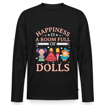 Sammlerpuppe Porzellanpuppe Puppe - Männer Premium Bio Langarmshirt - Schwarz - Vorne - Nico (187cm)