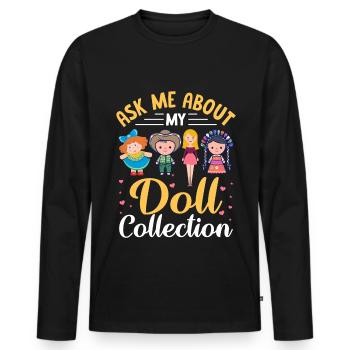 Sammlerpuppe Porzellanpuppe Puppe - Männer Premium Bio Langarmshirt - Schwarz - Vorne - Nico (187cm)