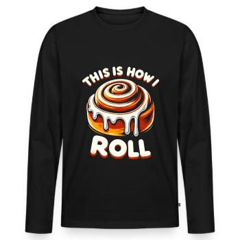 Boulanger brioche à la cannelle - T-shirt manches longues Premium bio Homme - noir - Devant - Nico (187cm)