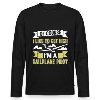 Planeur - T-shirt manches longues Premium bio Homme - noir - Devant - Nico (187cm)