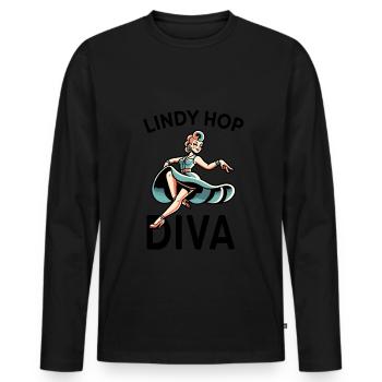 Lindy Hop Passion Swing Dance - Men's Premium Organic Long Sleeve Shirt - black - Front - Nico (187cm)