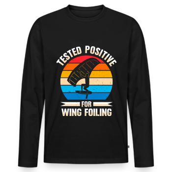 Wingsurfing Foil Wing Wing Boarding Wing Foiling - Männer Premium Bio Langarmshirt - Schwarz - Vorne - Nico (187cm)