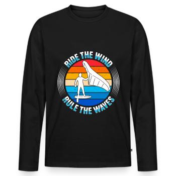 Wingsurfing Foil Wing Wing Boarding Wing Foiling - Männer Premium Bio Langarmshirt - Schwarz - Vorne - Nico (187cm)