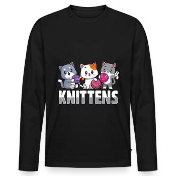 Crochet Lover Funny Loop & Hook Design - Männer Premium Bio Langarmshirt - Schwarz - Vorne - Nico (187cm)