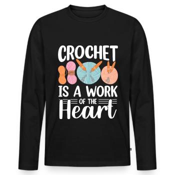 Crochet Lover Funny Loop & Hook Design - Männer Premium Bio Langarmshirt - Schwarz - Vorne - Nico (187cm)