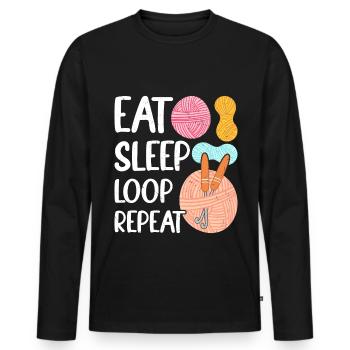 Crochet Lover Funny Loop & Hook Design - Männer Premium Bio Langarmshirt - Schwarz - Vorne - Nico (187cm)