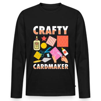 Paper Crafting Cardmaker Handmade Crafter Card - Men's Premium Organic Long Sleeve Shirt - black - Front - Nico (187cm)