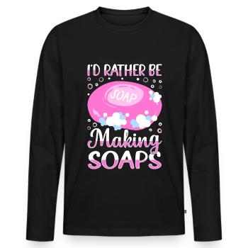 Soap Bath Soap Natural Soap - Men's Premium Organic Long Sleeve Shirt - black - Front - Nico (187cm)
