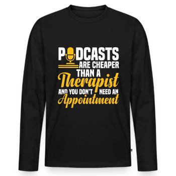 Podcaster Podcast - T-shirt manches longues Premium bio Homme - noir - Devant - Nico (187cm)