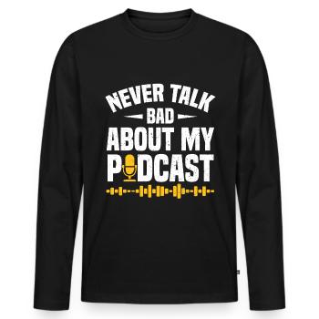 Podcaster Podcast - T-shirt manches longues Premium bio Homme - noir - Devant - Nico (187cm)