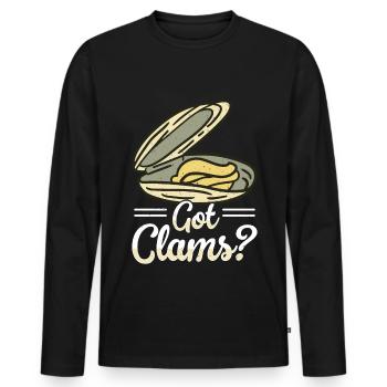 Moules Fruits de mer - T-shirt manches longues Premium bio Homme - noir - Devant - Nico (187cm)