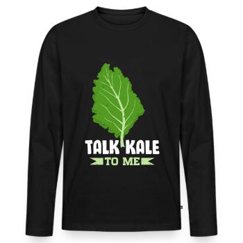 Véganisme végétarien au chou frisé - T-shirt manches longues Premium bio Homme - noir - Devant - Nico (187cm)
