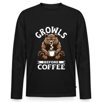 Grumpy Bear With Coffee Morning Mood - Men's Premium Organic Long Sleeve Shirt - black - Front - Nico (187cm)