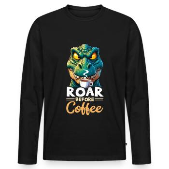 Grumpy Trex Dinosaur With - Men's Premium Organic Long Sleeve Shirt - black - Front - Nico (187cm)