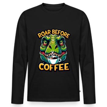 Dinosaure Trex avec - T-shirt manches longues Premium bio Homme - noir - Devant - Nico (187cm)