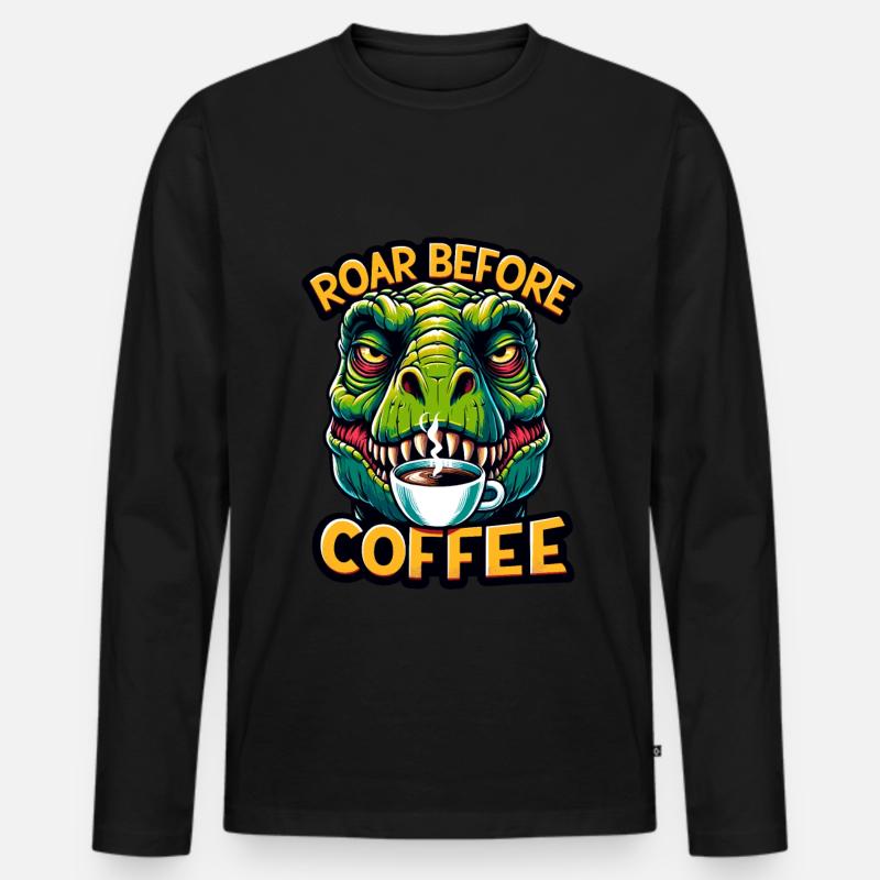 Grumpy Trex Dinosaur With - Men's Premium Organic Long Sleeve Shirt - black
