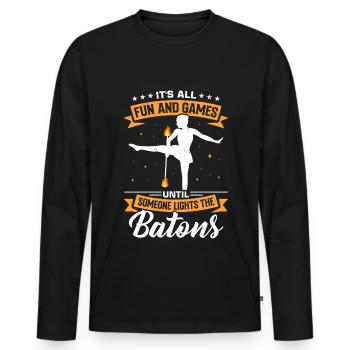 Fire Baton Fire Dance Fire Dancer Fire Dancer - Men's Premium Organic Long Sleeve Shirt - black - Front - Nico (187cm)