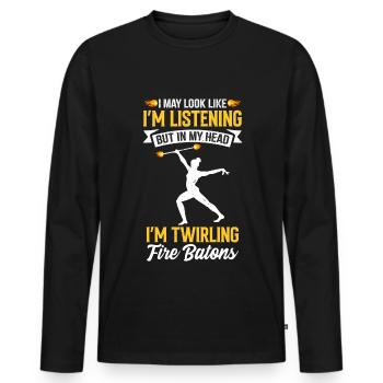 Fire Baton Fire Dance Fire Dancer Fire Dancer - Men's Premium Organic Long Sleeve Shirt - black - Front - Nico (187cm)