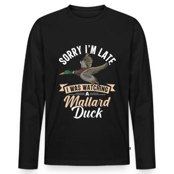 Canard colvert - T-shirt manches longues Premium bio Homme - noir - Devant - Nico (187cm)
