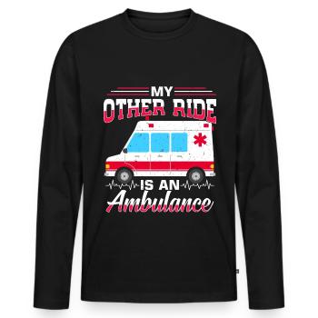 Ambulance infirmière - T-shirt manches longues Premium bio Homme - noir - Devant - Nico (187cm)