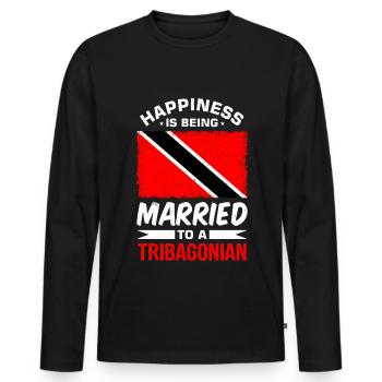 Le bonheur, c’est être marié à un tribagonien - T-shirt manches longues Premium bio Homme - noir - Devant - Nico (187cm)