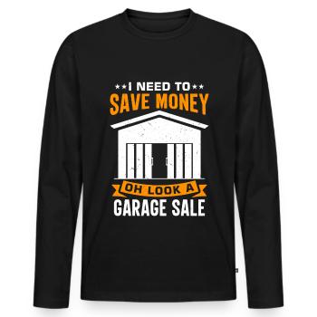 Vente de garage - T-shirt manches longues Premium bio Homme - noir - Devant - Nico (187cm)