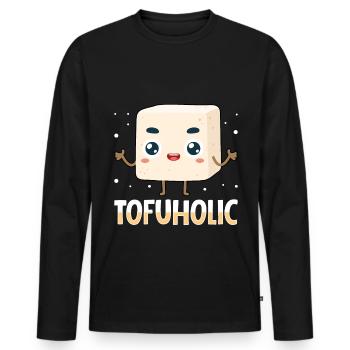Vegan Vegetarier Design für einen Tofu Fan - Männer Premium Bio Langarmshirt - Schwarz - Vorne - Nico (187cm)