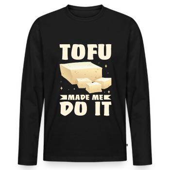 Vegan Vegetarier Design für einen Tofu Fan - Männer Premium Bio Langarmshirt - Schwarz - Vorne - Nico (187cm)