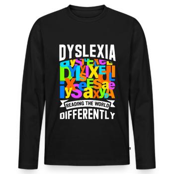 Dyslexia Dyslexia Dyslexia Dyslexic - Men's Premium Organic Long Sleeve Shirt - black - Front - Nico (187cm)