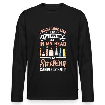 Drôle de fabricant de bougies Candle Maker Saying - T-shirt manches longues Premium bio Homme - noir - Devant - Nico (187cm)