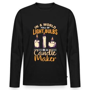 Drôle de fabricant de bougies Candle Maker Saying - T-shirt manches longues Premium bio Homme - noir - Devant - Nico (187cm)
