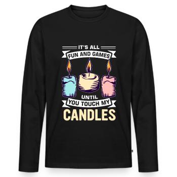 Drôle de fabricant de bougies Candle Maker Saying - T-shirt manches longues Premium bio Homme - noir - Devant - Nico (187cm)