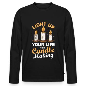 Drôle de fabricant de bougies Candle Maker Saying - T-shirt manches longues Premium bio Homme - noir - Devant - Nico (187cm)