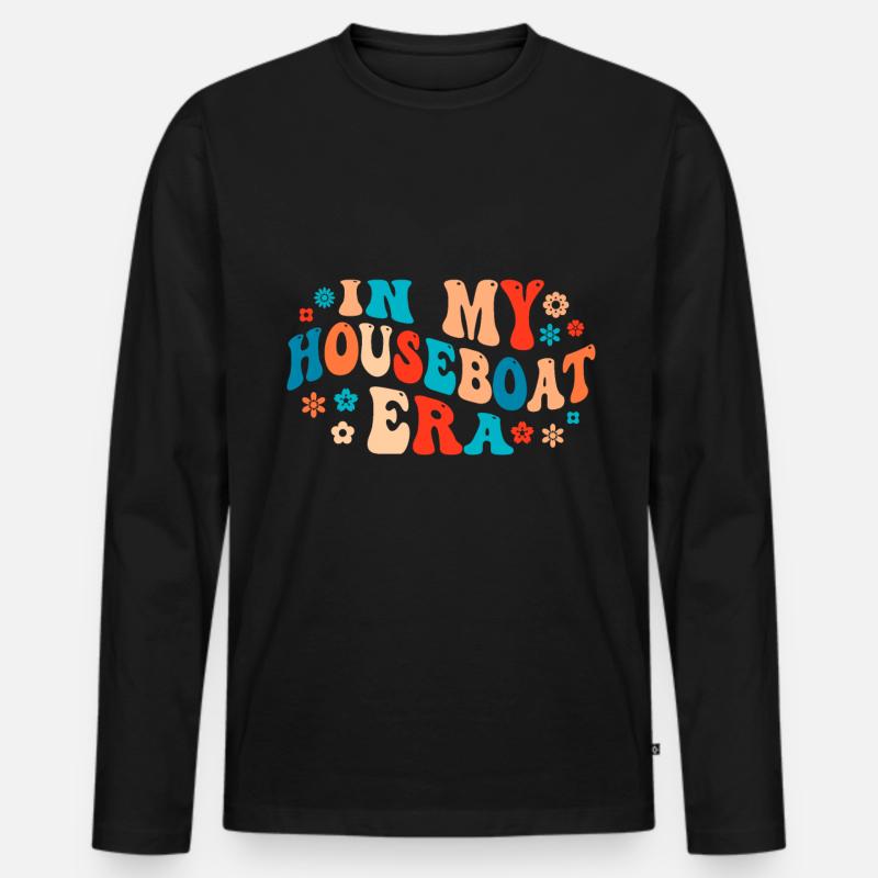 Witziger Hausboot Spruch - Männer Premium Bio Langarmshirt - Schwarz