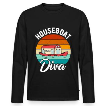 Witziger Hausboot Spruch - Männer Premium Bio Langarmshirt - Schwarz - Vorne - Nico (187cm)