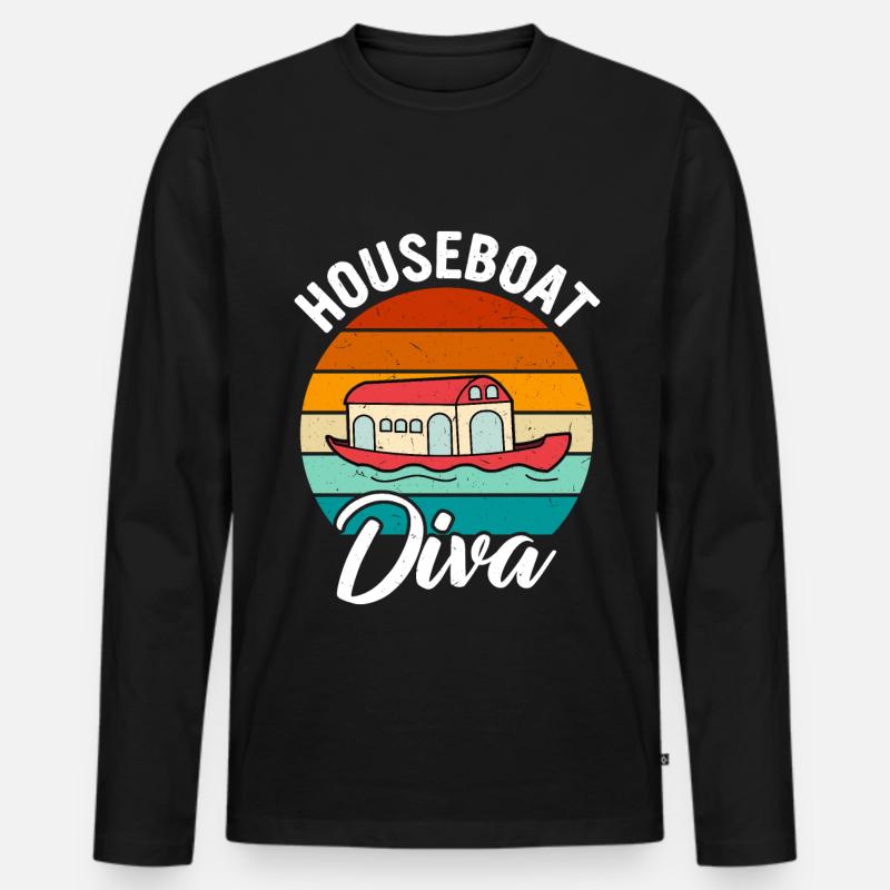 Witziger Hausboot Spruch - Männer Premium Bio Langarmshirt - Schwarz